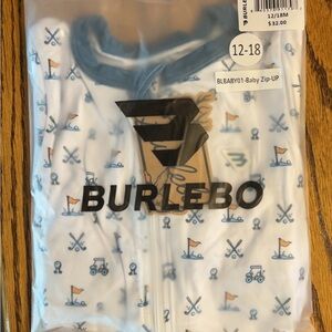 BURLEBO Kids Zip-Up - Blue and White